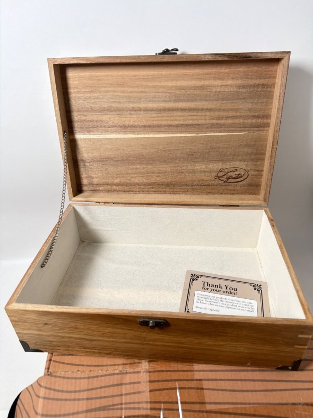 Lignotie Wooden Memory Keepsake Box With "Memories" Engraving